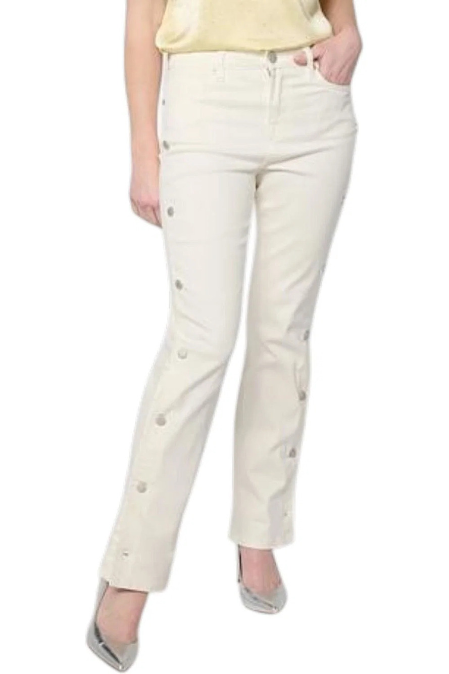 DG2 by Diane Gilman Women's Side Seam Button Bootcut Jean Porcelain - Petite